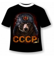 Футболка больших размеров Мишка солдат