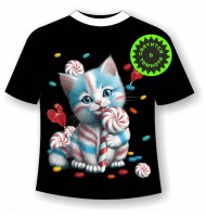 Детская футболка Котенок с леденцом