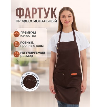 Фартук кухонный рабочий для продавца и официанта коричневый