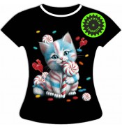 Женская футболка Котенок с леденцом